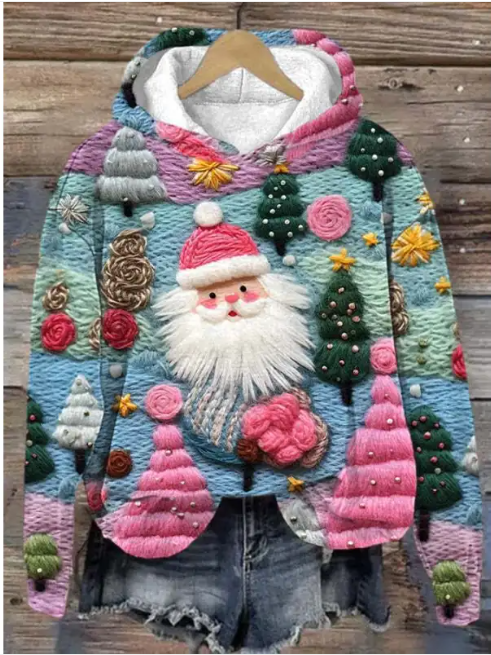 FestiveGlow Women's 3D Print Oversized Christmas Hoodie
