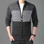 Color-Blocking Stand-Up Collar Outer Wear Sweater