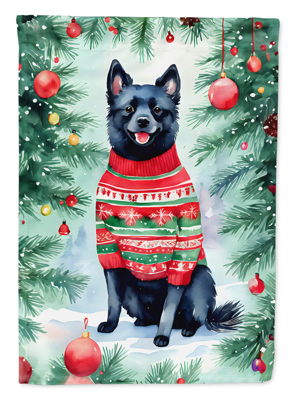 Schipperke Christmas Garden Flag