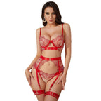 Embroidered Eyelash Lace Shaping Lingerie Set