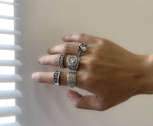 Retro Embossed Vintage Ring Set