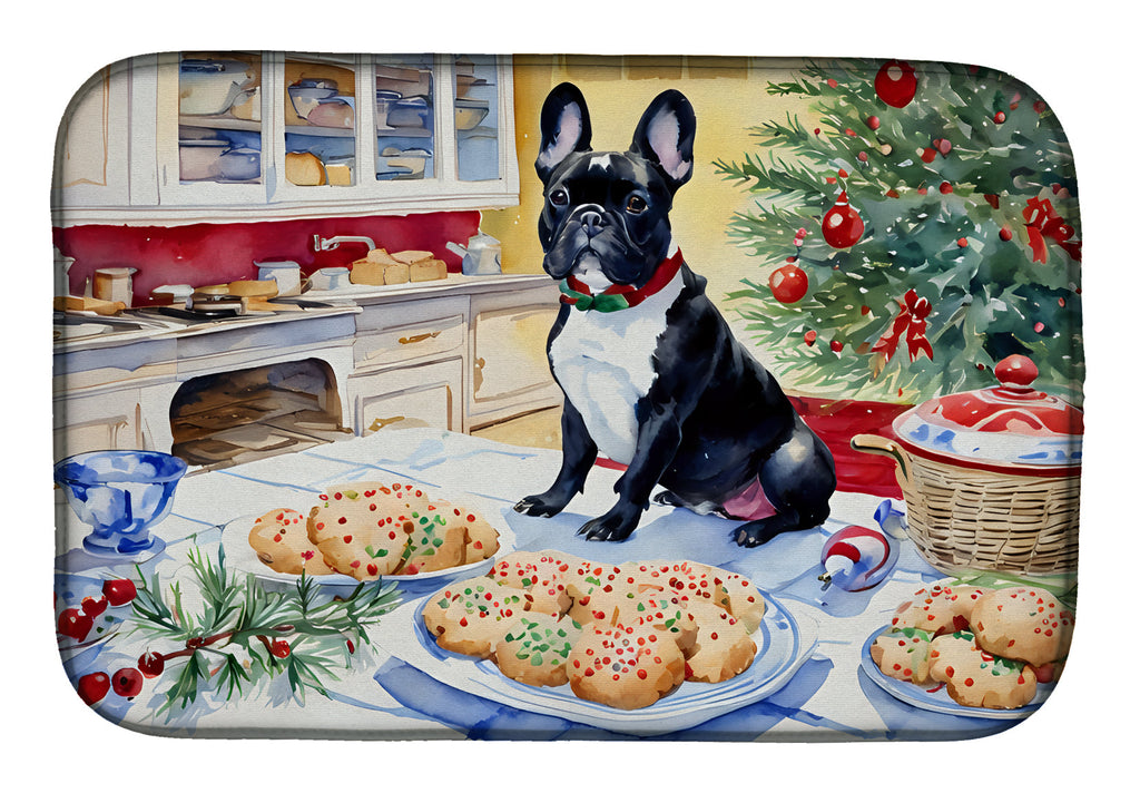 French Bulldog Christmas Cookies Dish Drying Mat