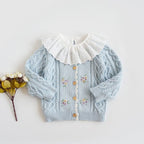Hand-Embroidered Flower Cardigan for Single Girls