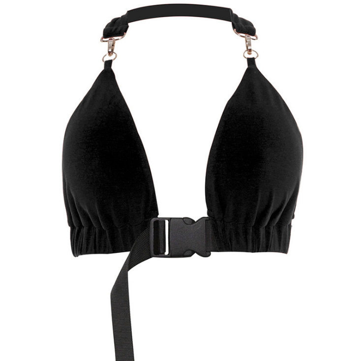 Sleeveless Halter Crop Top with Tie Closure