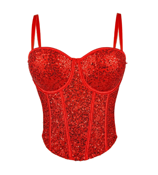 Sequin Lace Bustier Top
