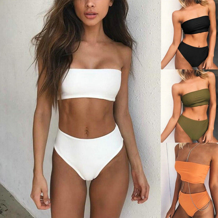 Women's Black Strapless Bandeau Bikini Set