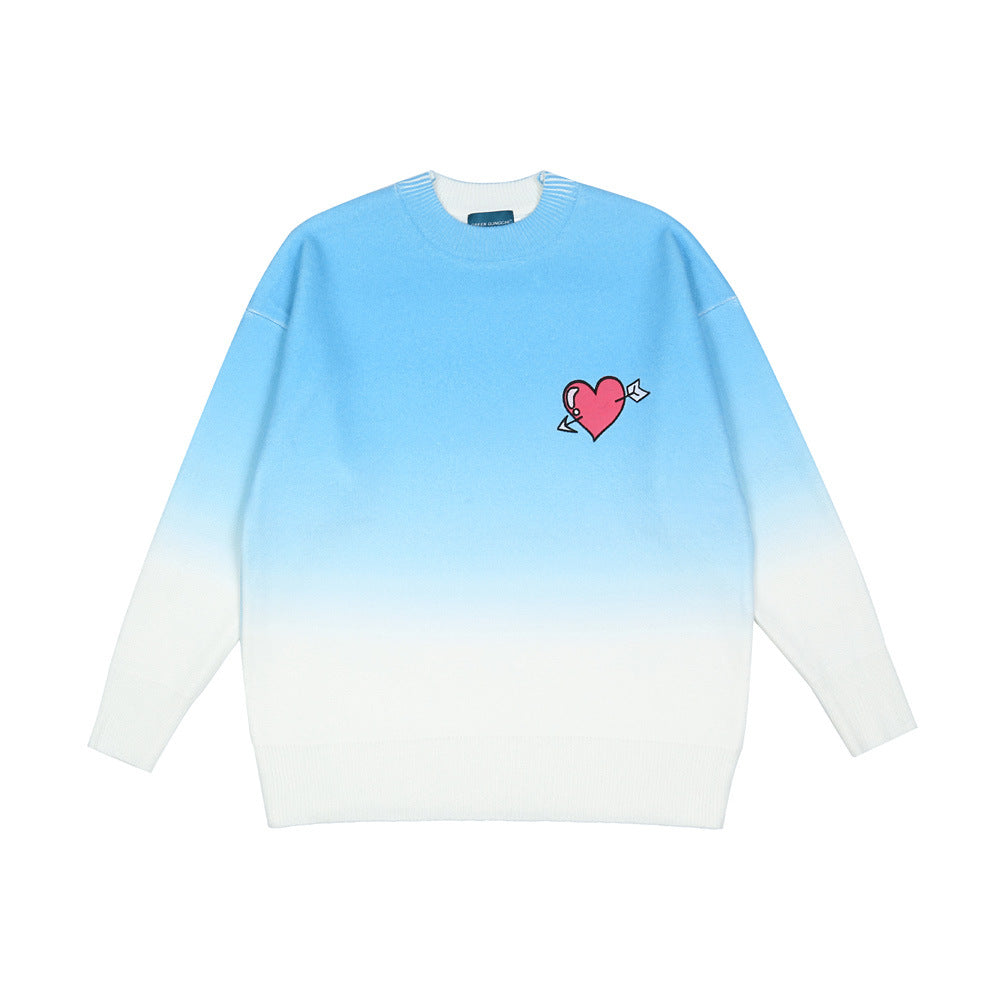 Gradient Love Print Sweater for Men