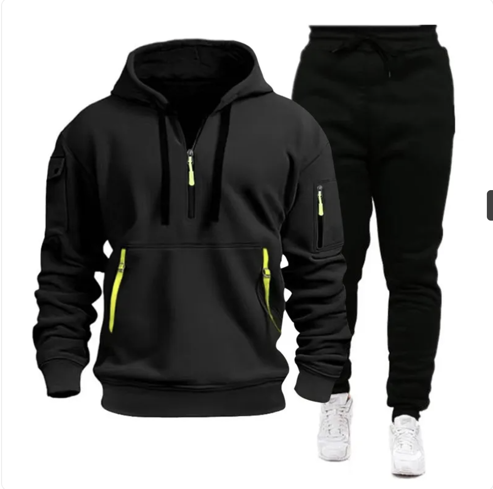 Men's Hooded Sweatshirt with Multi-Pocket Design | Streetwear