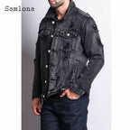 Men's Long Sleeve Ripped Denim Jacket for Casual Wear
