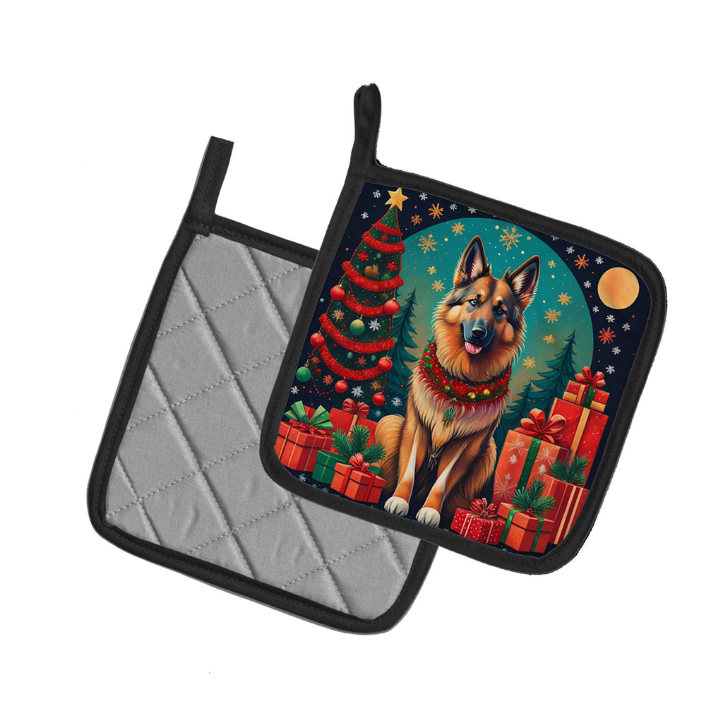 Belgian Tervuren Christmas Pair of Pot Holders
