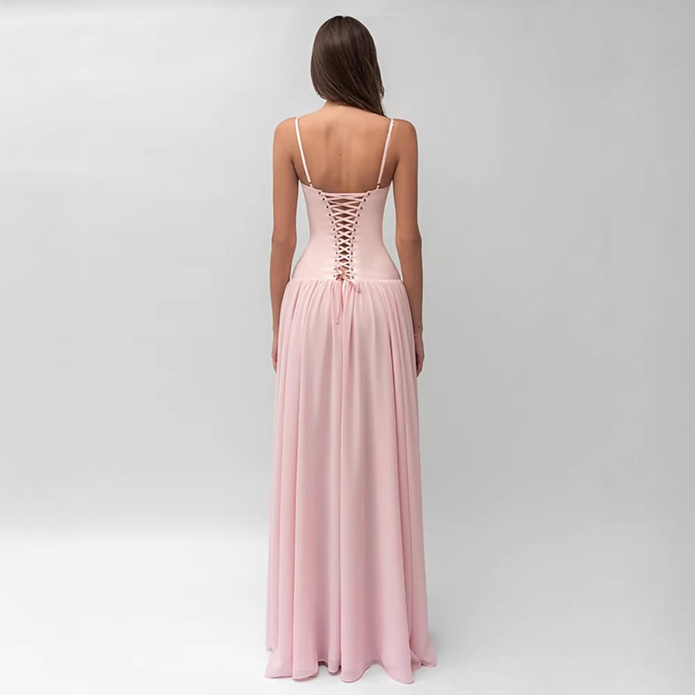 Mesh Spaghetti Strap Waist Dress