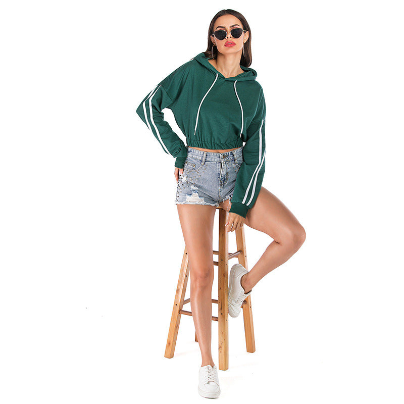 Striped Long Sleeve Drawstring Hoodie for Women | Streetwear