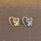 Silver Heart Paw Print Brooch