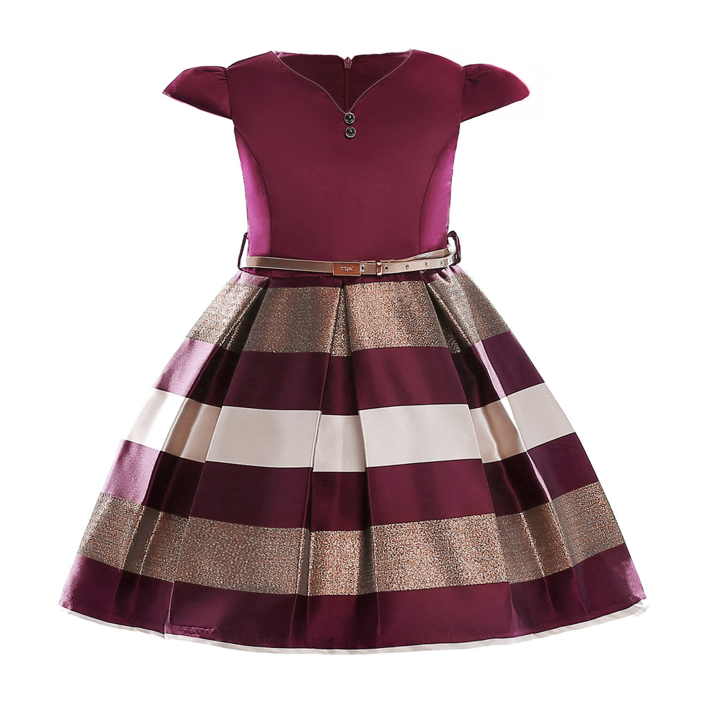 Girls' Pearl Flower One-Shoulder Dress for Christmas