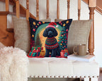 Black Poodle Christmas Throw Pillow