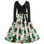 Christmas Long Sleeve Printed Dress