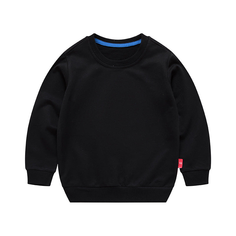 Boys Korean Solid Color Loose Long Sleeve Pullover | Streetwear