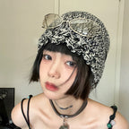 Versatile Hollow Wool Hat for Girls - Warm and Stylish | Embroidered Cap