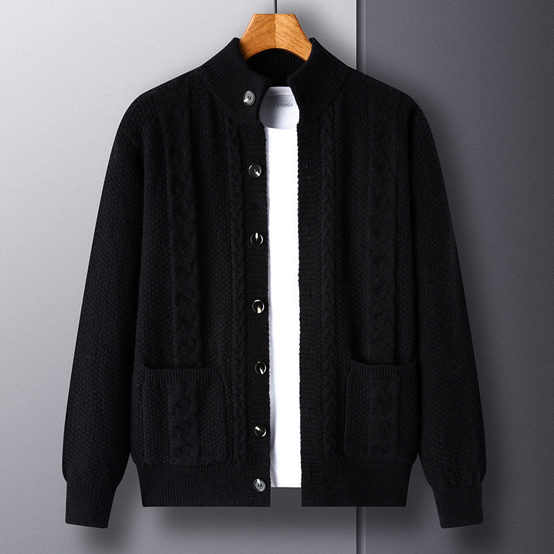 Retro Jacquard Loose-Fitting Cardigan for Young Adults