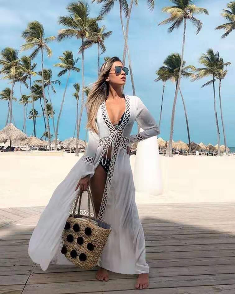 Beach Vacation Bikini Cover-Up Long Loose Dress Cardigan