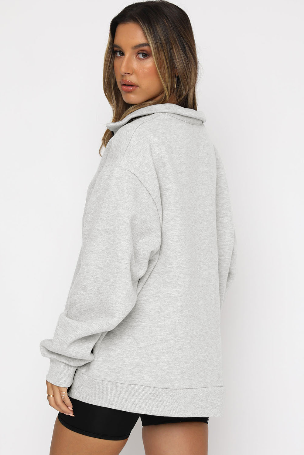 Half-Zip Long Sleeve Pullover Sweatshirt | Streetwear