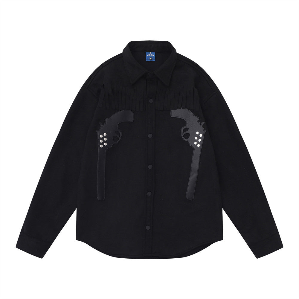 Pistol Embroidery Long Sleeve Shirt Coat
