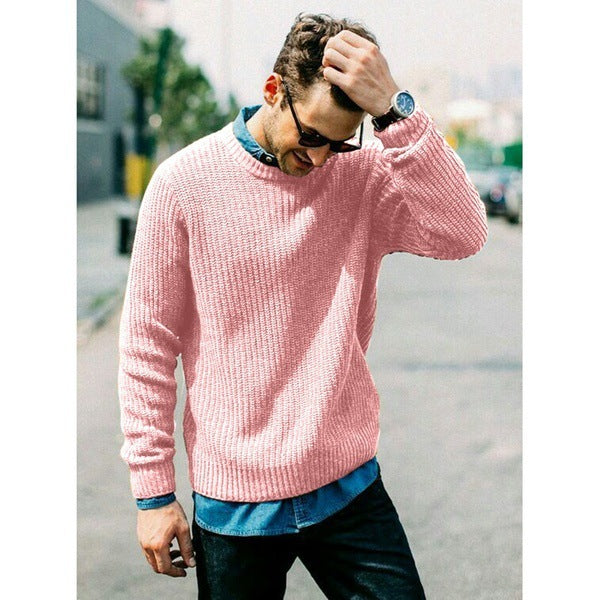 Men's Casual Slim Fit Round Neck Knit Sweater