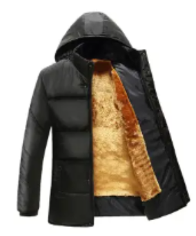 Men's Wool-Lined Hooded Parka Jacket (One Piece)