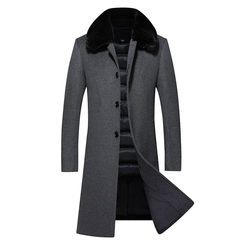Long Down Jacket for Middle-aged and Elderly Men