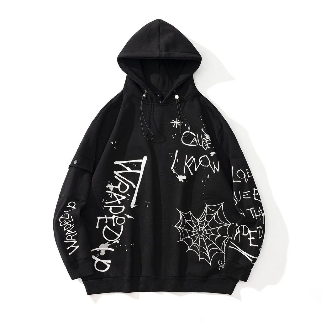 High Street Hip Hop Graffiti Embroidered Hoodie | Streetwear