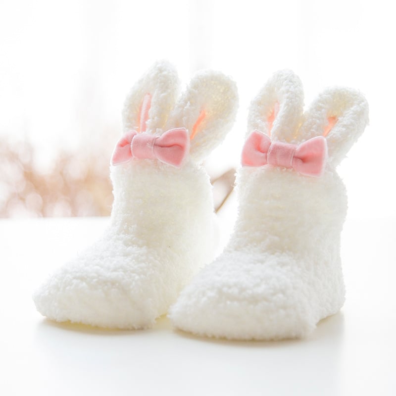 Soft Winter Coral Fleece Baby Girls' Rabbit Socks