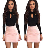 Black Hollow Long Sleeve Bodysuit - Slim Fit Sexy Design