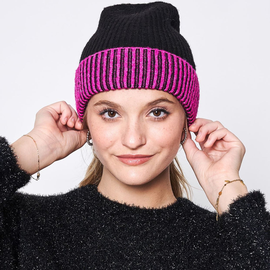 Two Tone Cuff Beanie | Embroidered Cap