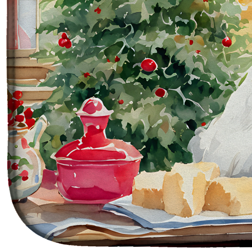 Japanese Spitz Christmas Cookies Dish Drying Mat