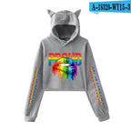 Cat Ear Sweater with Exposed Navel for Girls