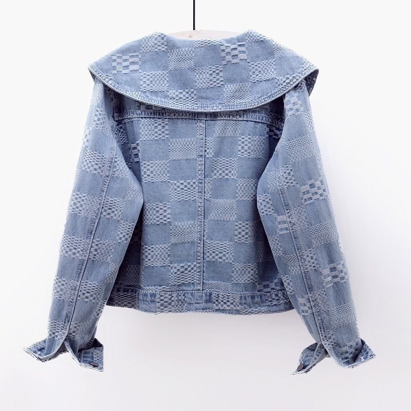 Denim Jacket with Large Collar (One Piece)