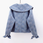 Denim Jacket with Large Collar (One Piece)