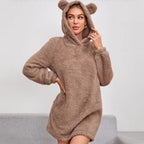 Cartoon Hooded Coral Fleece Home Sweater