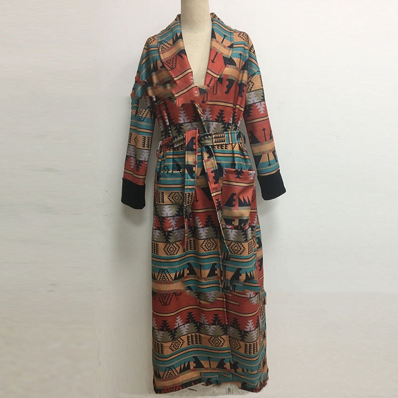 Women's Reversible Printed British Lapel Trench Coat