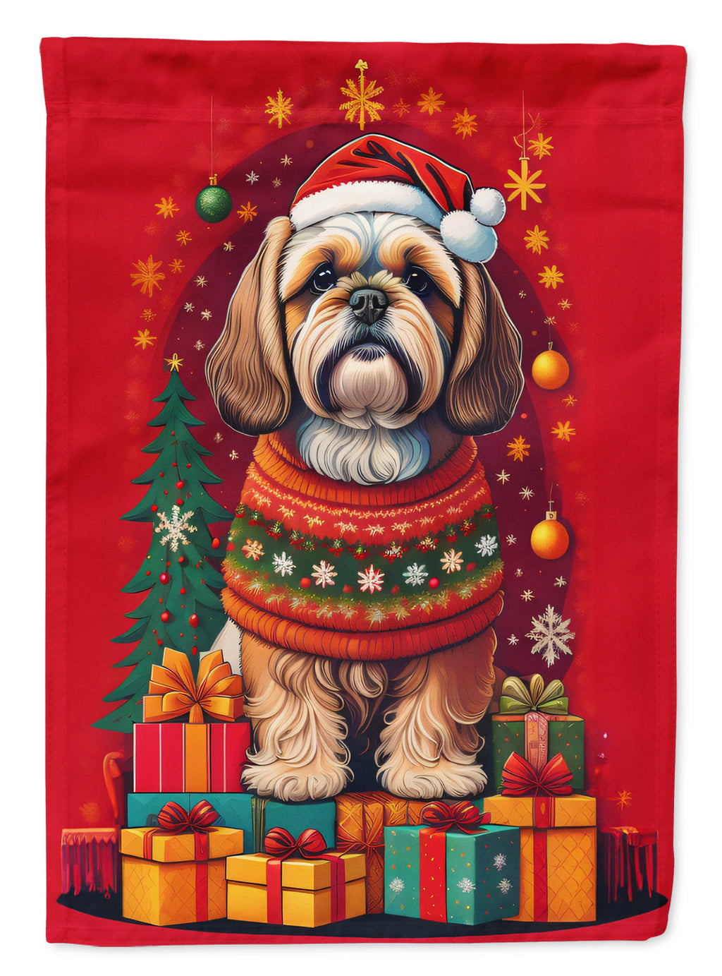 Lhasa Apso Holiday Christmas Garden Flag