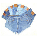 High-Waisted Frayed Denim Street Style Shorts for Women