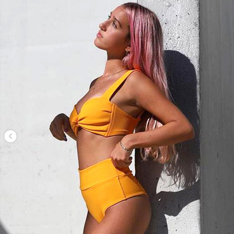 Bow-Front High-Waist Bikini Set