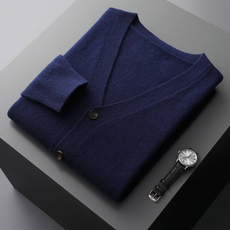 Men's Casual V-neck Wool Cardigan