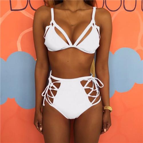 Black Two-Piece Bikini with Multi-Strap Design