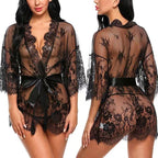 New Women's Sexy Lace Kimono Lingerie Set