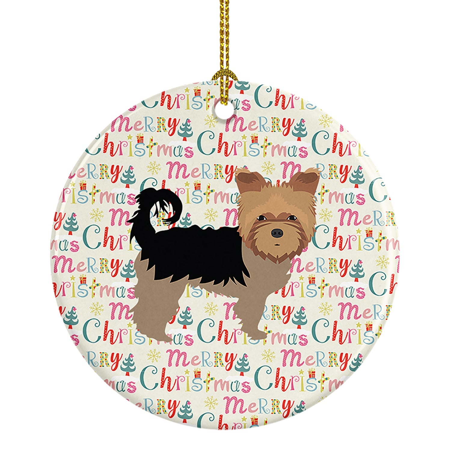 Yorkshire Terrier Merry Christmas Ceramic Ornament