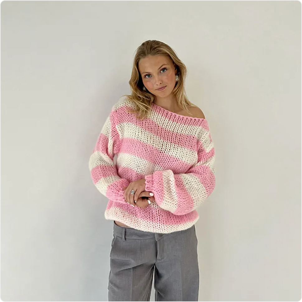 Striped Loose-Fit Pullover Sweater | Streetwear