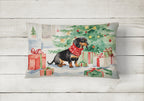 Black and Tan Dachshund Christmas Throw Pillow