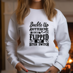 Butterfly Clasp Printed Crew Neck Sweatshirt | Streetwear