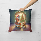 Finnish Spitz and Santa Claus Throw Pillow